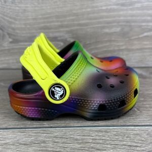 Crocs Iconic Comfort Toddler Girl Sz 5 Tie Dye Ombre Slip On Clogs Sandals